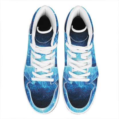 Blue Plasma Energy Print High Top Leather Sneakers