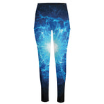 Blue Plasma Energy Print High-Waisted Pocket Leggings