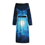 Blue Plasma Energy Print Hooded Bathrobe