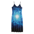 Blue Plasma Energy Print Jersey Midi Cami Dress