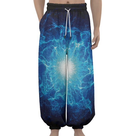 Blue Plasma Energy Print Lantern Pants