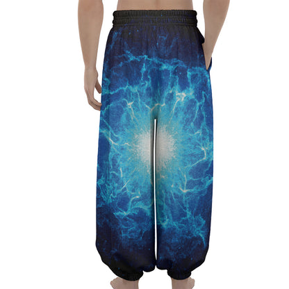 Blue Plasma Energy Print Lantern Pants