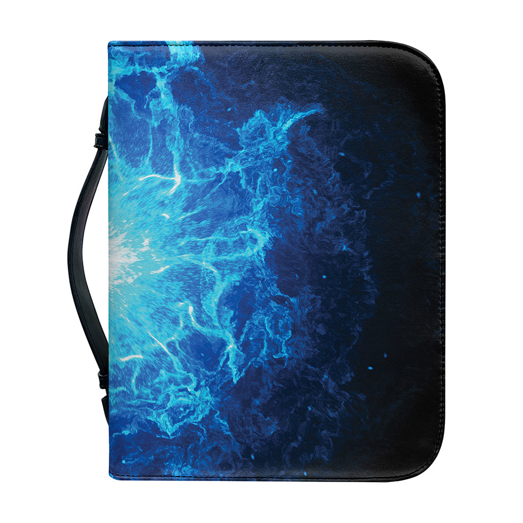 Blue Plasma Energy Print Leather Bible Cover
