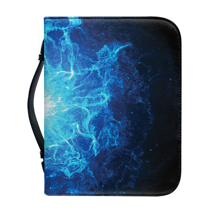 Blue Plasma Energy Print Leather Bible Cover