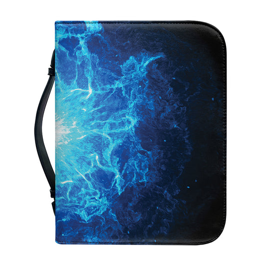 Blue Plasma Energy Print Leather Bible Cover