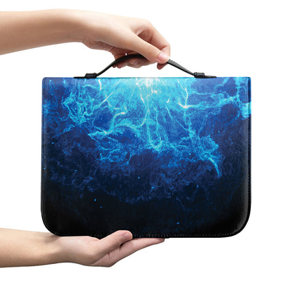 Blue Plasma Energy Print Leather Bible Cover