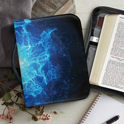 Blue Plasma Energy Print Leather Bible Cover