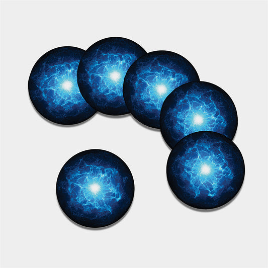 Blue Plasma Energy Print Leather Coaster Set