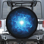 Blue Plasma Energy Print Leather Spare Tire Cover