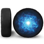 Blue Plasma Energy Print Leather Spare Tire Cover