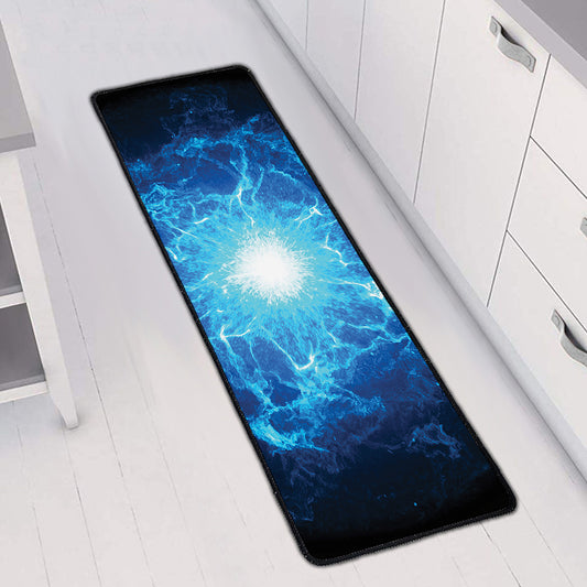 Blue Plasma Energy Print Long Kitchen Mat
