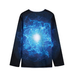 Blue Plasma Energy Print Long Sleeve Short Coat