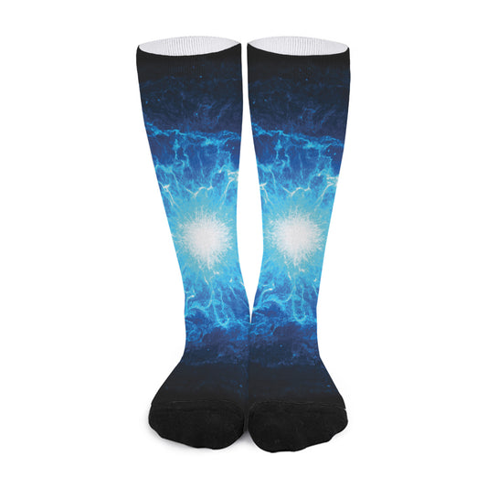 Blue Plasma Energy Print Long Socks