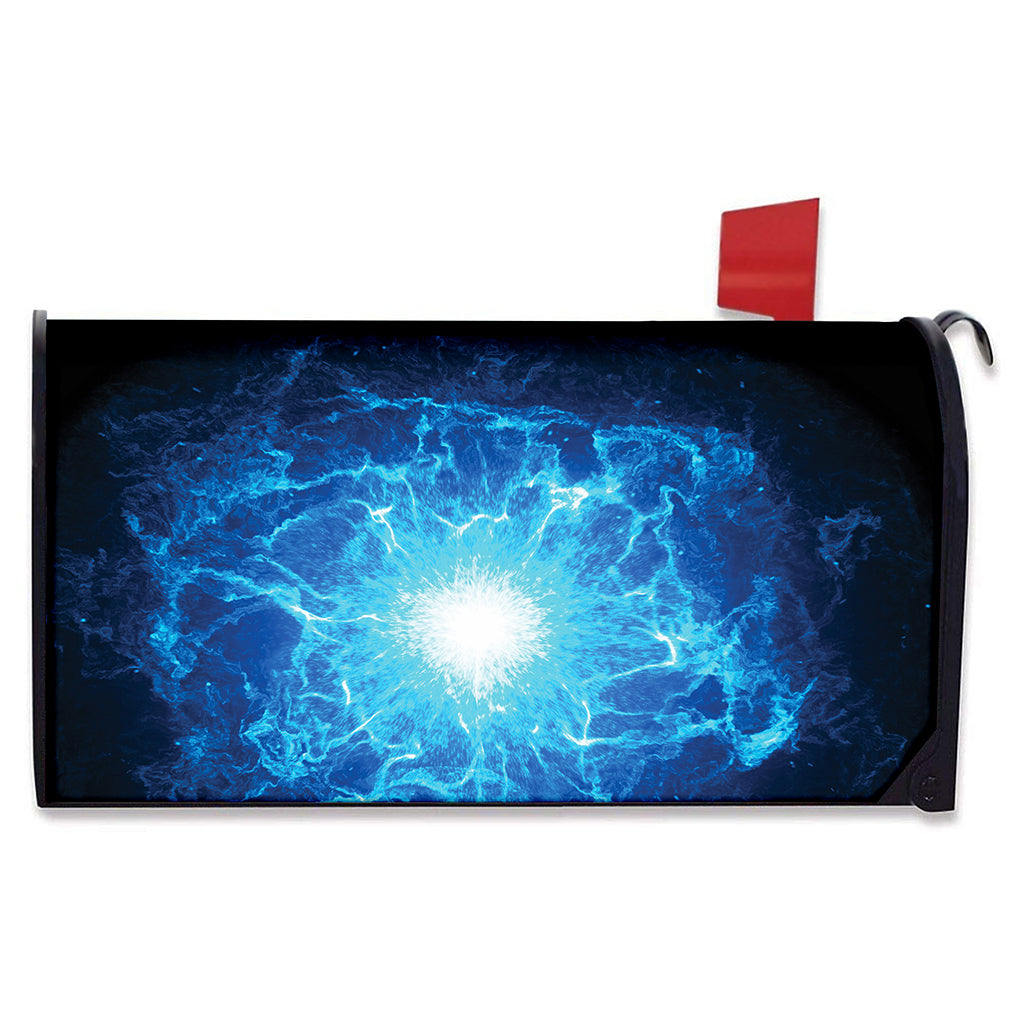 Blue Plasma Energy Print Mailbox Cover