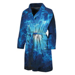 Blue Plasma Energy Print Men's Bathrobe