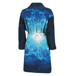 Blue Plasma Energy Print Men's Bathrobe