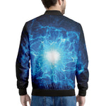 Blue Plasma Energy Print Men's Bomber Jacket