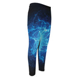 Blue Plasma Energy Print Men's Compression Pants