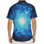 Blue Plasma Energy Print Men's Deep V-Neck Shirt