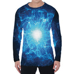 Blue Plasma Energy Print Men's Long Sleeve T-Shirt