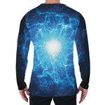 Blue Plasma Energy Print Men's Long Sleeve T-Shirt