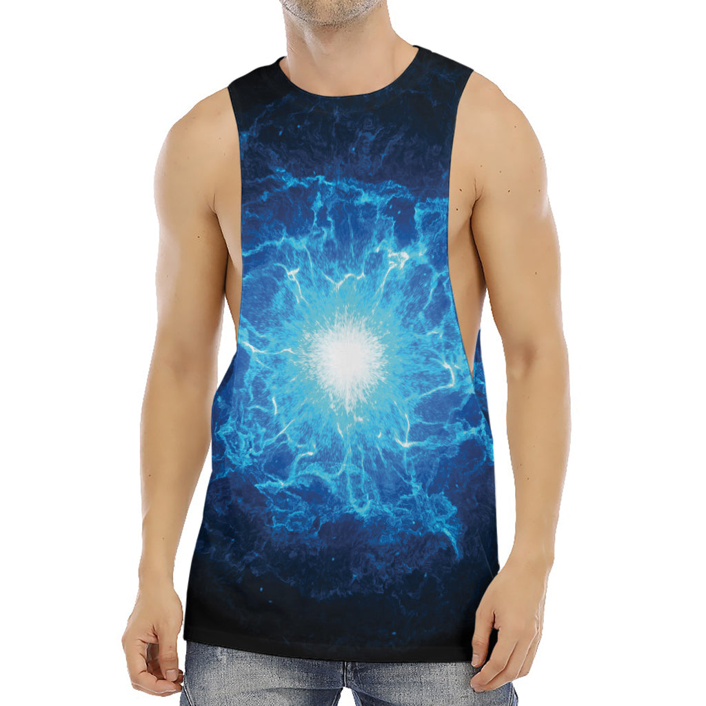 Blue Plasma Energy Print Men's Muscle Tank Top