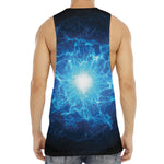 Blue Plasma Energy Print Men's Muscle Tank Top