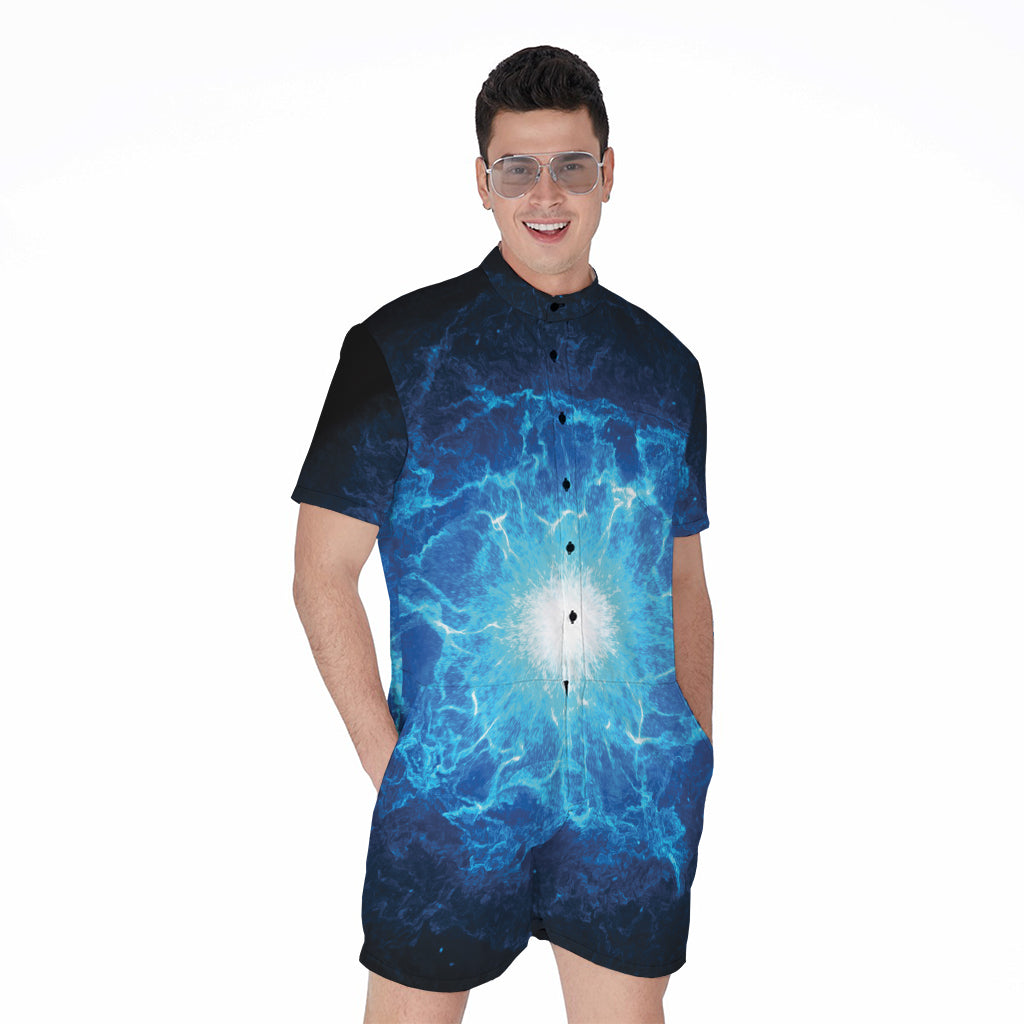 Blue Plasma Energy Print Men's Rompers