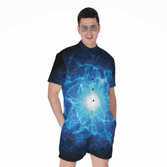 Blue Plasma Energy Print Men's Rompers