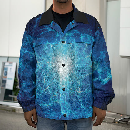 Blue Plasma Energy Print Men's Shirt Jacket