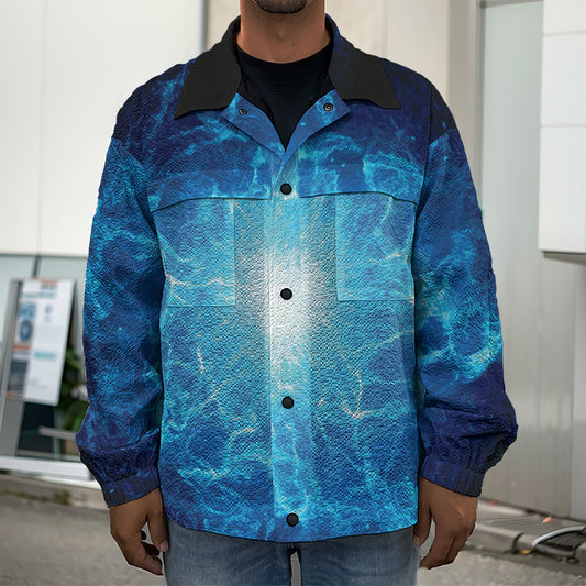 Blue Plasma Energy Print Men's Shirt Jacket