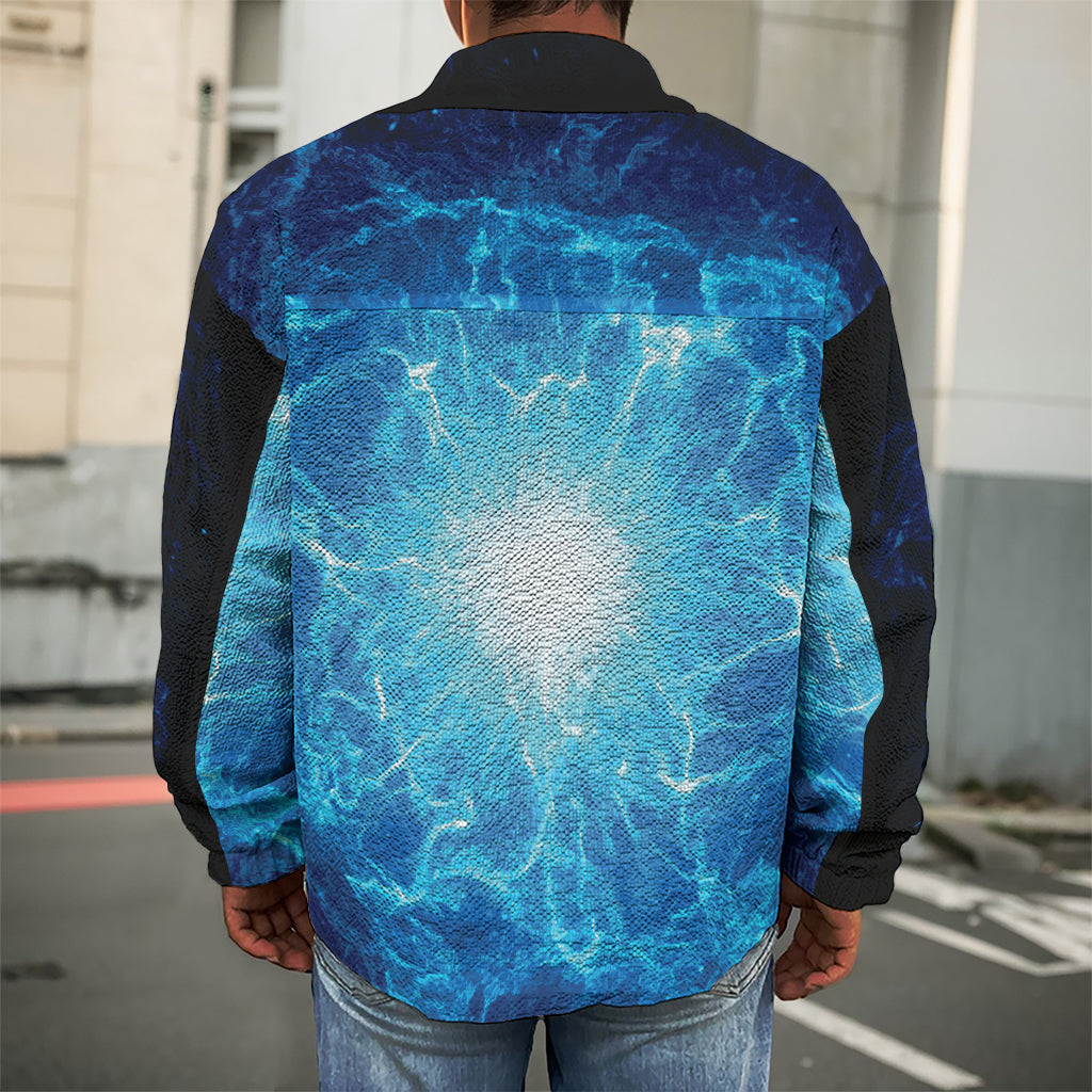 Blue Plasma Energy Print Men's Shirt Jacket