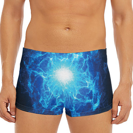 Blue Plasma Energy Print Men's Short Boxer Briefs