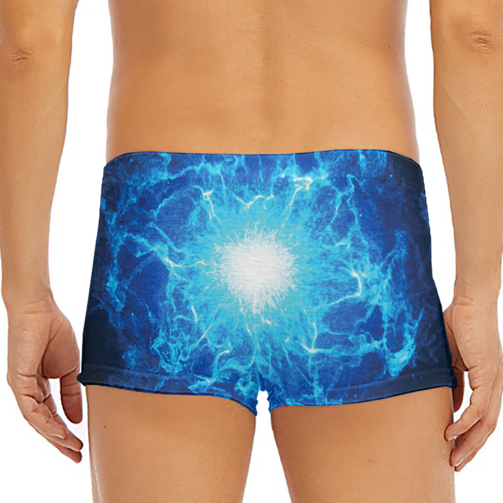 Blue Plasma Energy Print Men's Short Boxer Briefs