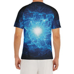 Blue Plasma Energy Print Men's Short Sleeve Rash Guard