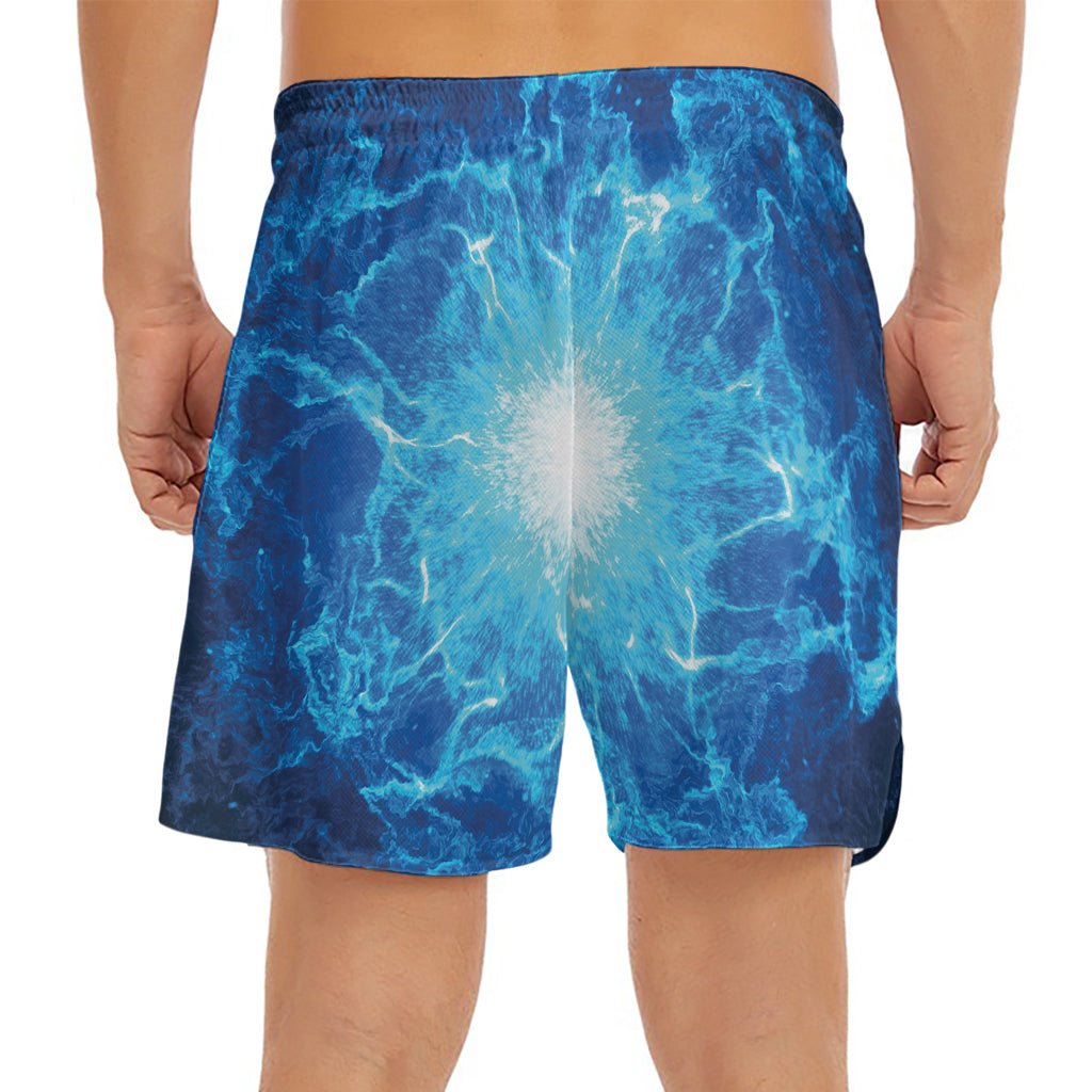 Blue Plasma Energy Print Men's Split Running Shorts