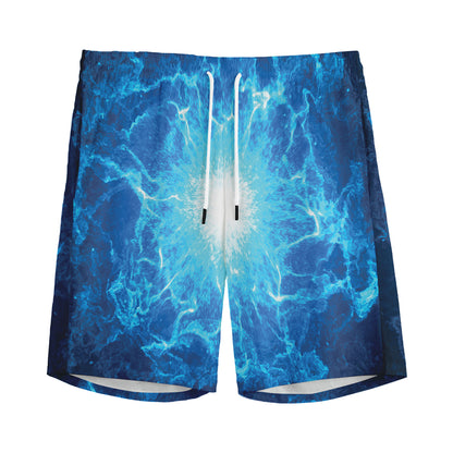 Blue Plasma Energy Print Men's Sports Shorts