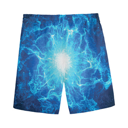 Blue Plasma Energy Print Men's Sports Shorts