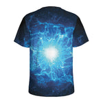 Blue Plasma Energy Print Men's Sports T-Shirt