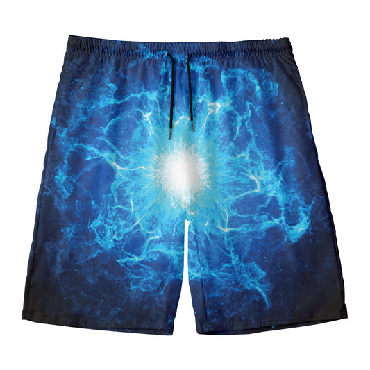Blue Plasma Energy Print Men's Swim Trunks