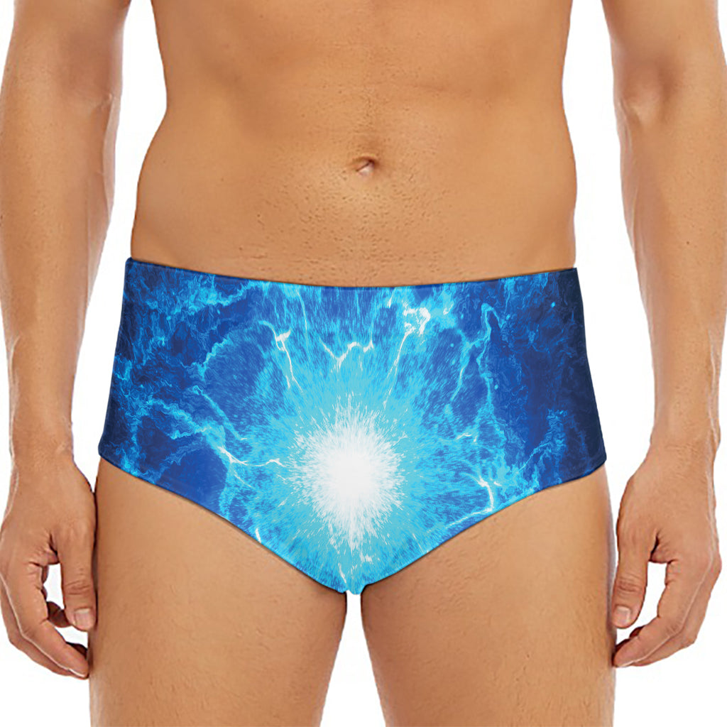 Blue Plasma Energy Print Men's Triangle Swim Briefs