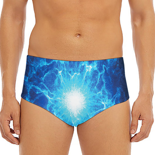 Blue Plasma Energy Print Men's Triangle Swim Briefs