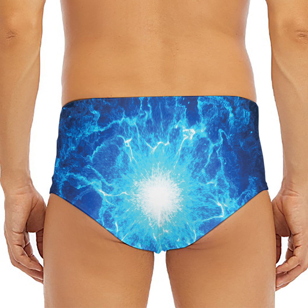 Blue Plasma Energy Print Men's Triangle Swim Briefs