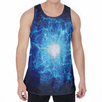 Blue Plasma Energy Print Men's Velvet Tank Top