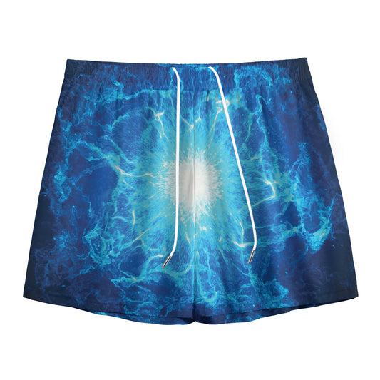 Blue Plasma Energy Print Mesh Shorts