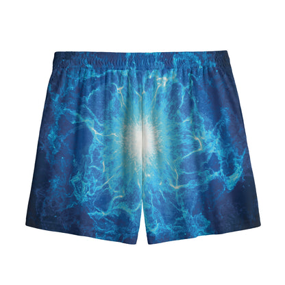 Blue Plasma Energy Print Mesh Shorts