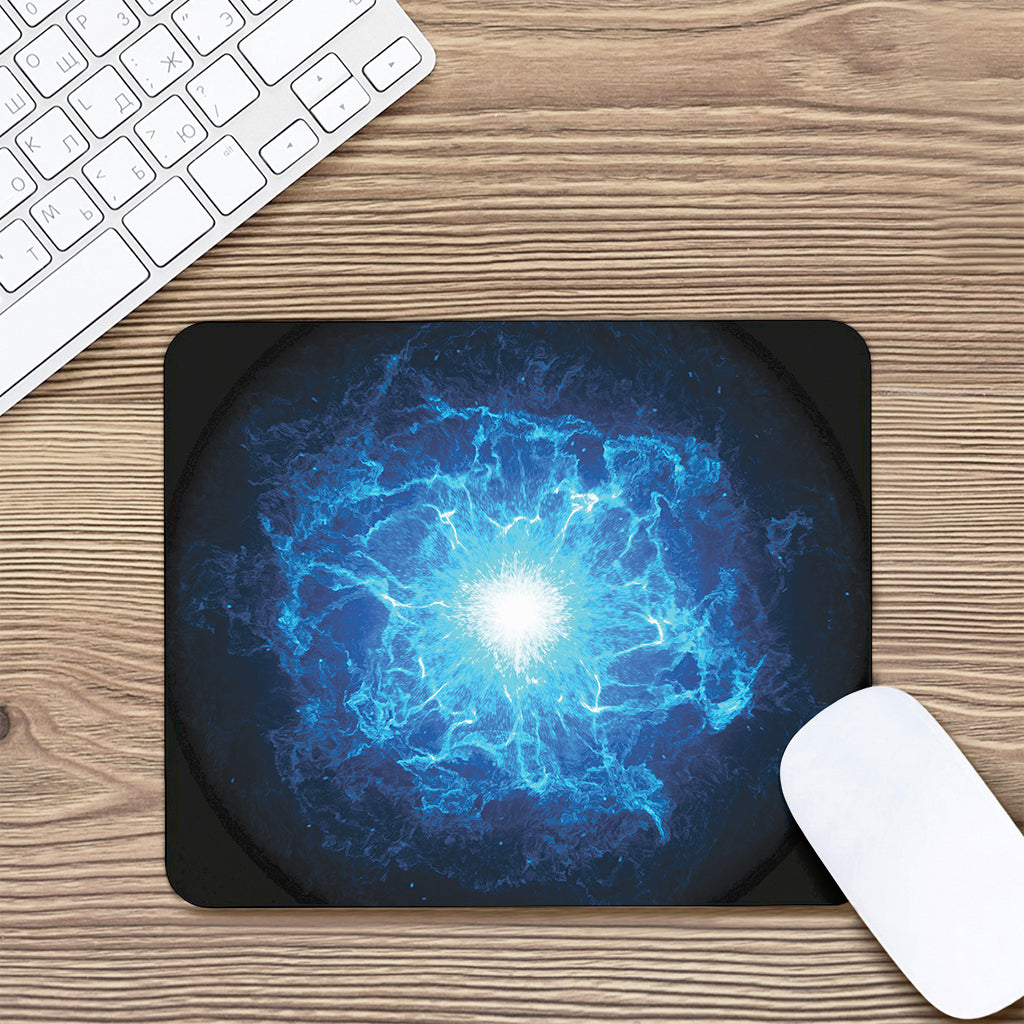 Blue Plasma Energy Print Mouse Pad