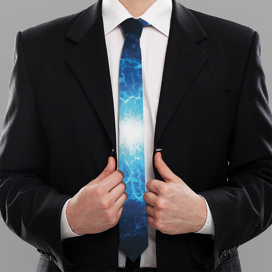 Blue Plasma Energy Print Necktie
