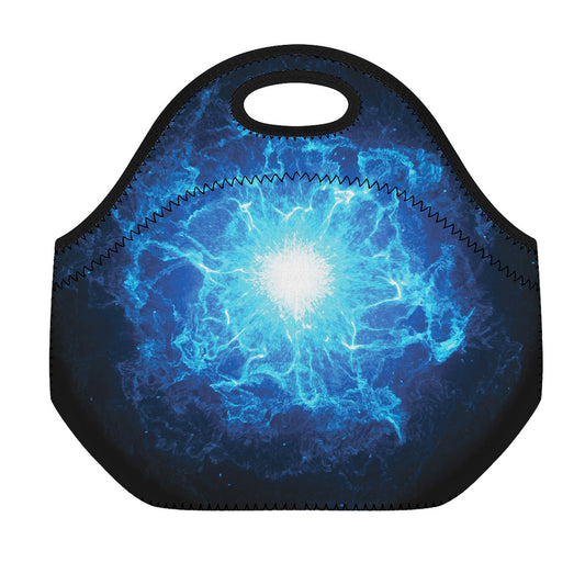 Blue Plasma Energy Print Neoprene Lunch Bag