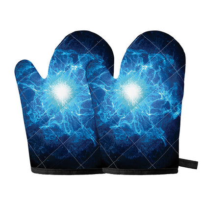 Blue Plasma Energy Print Oven Mitts